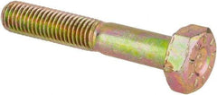 Made in USA - 1/4-28 UNF, 1-1/2" Length Under Head Hex Head Cap Screw - Partially Threaded, Grade L9 Alloy Steel, Zinc Yellow Dichromate Finish, 7/16" Hex - Apex Tool & Supply