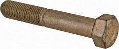 Made in USA - 3/8-24 UNF, 2-1/4" Length Under Head Hex Head Cap Screw - Partially Threaded, Grade L9 Alloy Steel, Zinc Yellow Dichromate Finish, 9/16" Hex - Apex Tool & Supply