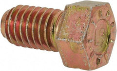 Made in USA - 7/16-14 UNC, 3/4" Length Under Head Hex Head Cap Screw - Fully Threaded, Grade L9 Alloy Steel, Zinc Yellow Dichromate Finish, 5/8" Hex - Apex Tool & Supply