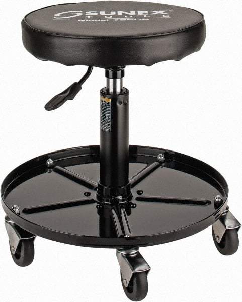 Sunex Tools - 15-1/2 to 20-1/2" High, Adjustable Height Stool - Vinyl Seat, Black - Apex Tool & Supply