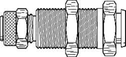 Parker - 1/4" OD, Grade 316Stainless Steel Bulkhead Coupler Body - 150 Max Working psi, 5/8" Hex, Comp x Comp Ends - Apex Tool & Supply