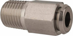 Parker - 1/4" OD, Grade 316Stainless Steel Pipe Coupler Body - 150 Max Working psi, 9/16" Hex, Comp x MNPT Ends - Apex Tool & Supply