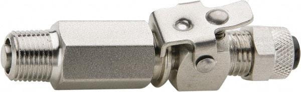 Parker - 1/4" OD, Grade 316Stainless Steel Single End Shutoff Pipe Coupler - 150 Max Working psi, 1/2" Hex, Comp x MNPT Ends - Apex Tool & Supply