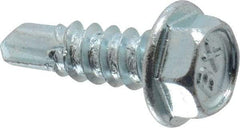 Buildex - #8, Hex Washer Head, Hex Drive, 1/2" Length Under Head, #2 Point, Self Drilling Screw - Steel, Zinc-Plated Finish - Apex Tool & Supply