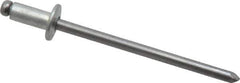 Marson - Size 44 Button Head Steel Open End Blind Rivet - Steel Mandrel, 0.032" to 1/8" Grip, 1/4" Head Diam, 0.129" to 0.133" Hole Diam, 0.275" Length Under Head, 1/8" Body Diam - Apex Tool & Supply