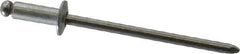 Marson - Button Head Steel Open End Blind Rivet - Steel Mandrel, 0.126" to 0.187" Grip, 1/4" Head Diam, 0.129" to 0.133" Hole Diam, 0.337" Length Under Head, 1/8" Body Diam - Apex Tool & Supply