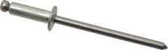 Marson - Button Head Steel Open End Blind Rivet - Steel Mandrel, 0.188" to 1/4" Grip, 1/4" Head Diam, 0.129" to 0.133" Hole Diam, 0.4" Length Under Head, 1/8" Body Diam - Apex Tool & Supply
