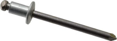 Marson - Button Head Steel Open End Blind Rivet - Steel Mandrel, 0.032" to 1/8" Grip, 3/8" Head Diam, 0.192" to 0.196" Hole Diam, 0.187" Length Under Head, 3/16" Body Diam - Apex Tool & Supply