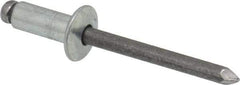 Marson - Button Head Steel Open End Blind Rivet - Steel Mandrel, 0.251" to 3/8" Grip, 1/2" Head Diam, 0.257" to 0.261" Hole Diam, 5/8" Length Under Head, 1/4" Body Diam - Apex Tool & Supply