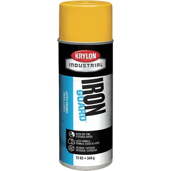 Krylon - OSHA Yellow, Gloss, Enamel Spray Paint - 12 to 15 Sq Ft per Can, 12 oz Container, Use on Masonry, Metal, Plaster, Plastic Foam & Wicker, Plastics, Wood - Apex Tool & Supply