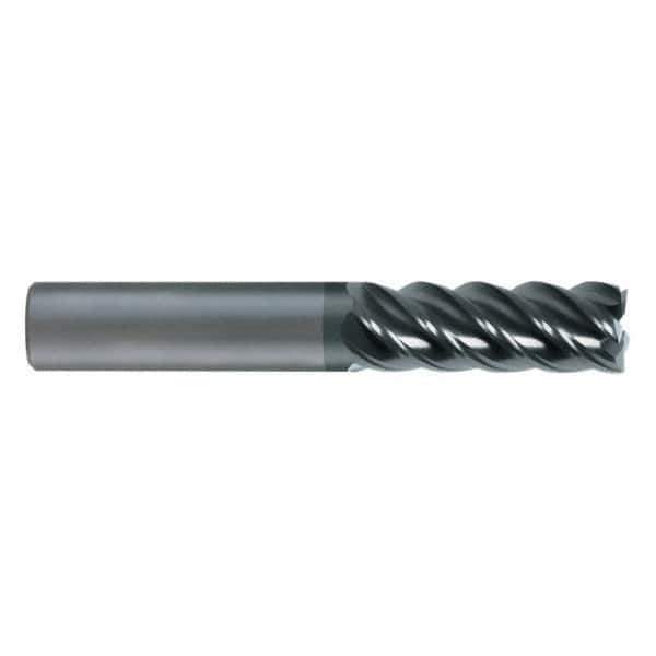 SGS - 10mm, 22mm LOC, 10mm Shank Diam, 75mm OAL, 5 Flute, Solid Carbide Square End Mill - Single End, AlTiN Finish, Spiral Flute, 45° Helix, Centercutting, Right Hand Cut, Right Hand Flute, Series 55M - Apex Tool & Supply
