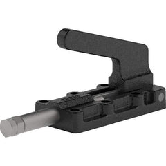 De-Sta-Co - 550 Lb Load Capacity, Flanged Base, Carbon Steel, Standard Straight Line Action Clamp - 6 Mounting Holes, 0.22" Mounting Hole Diam, 0.39" Plunger Diam, Straight Handle - Apex Tool & Supply