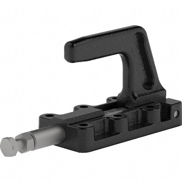 De-Sta-Co - 1,100 Lb Load Capacity, Flanged Base, Carbon Steel, Standard Straight Line Action Clamp - 6 Mounting Holes, 0.26" Mounting Hole Diam, 0.55" Plunger Diam, Straight Handle - Apex Tool & Supply