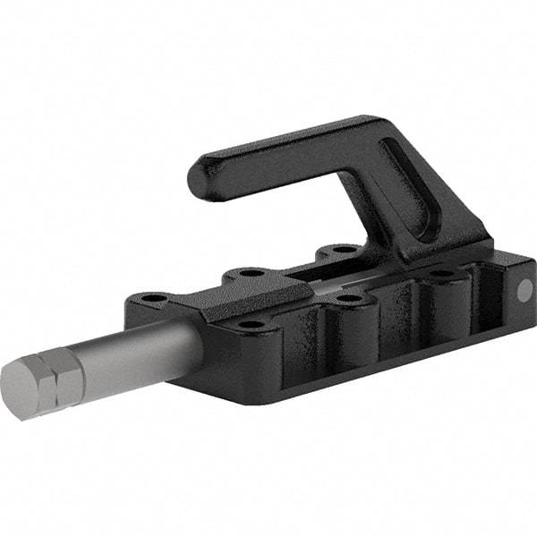 De-Sta-Co - 1,650 Lb Load Capacity, Flanged Base, Carbon Steel, Standard Straight Line Action Clamp - 6 Mounting Holes, 0.33" Mounting Hole Diam, 3/4" Plunger Diam, Straight Handle - Apex Tool & Supply