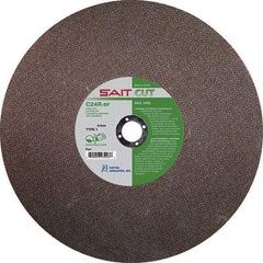 Sait - 14" 24 Grit Silicon Carbide Cutoff Wheel - 1/8" Thick, 1" Arbor, 5,400 Max RPM, Use with Portable Tools - Apex Tool & Supply