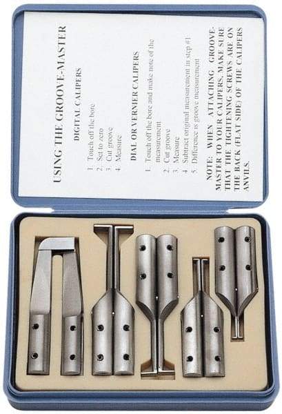 SPI - 6" OAL, Accurate up to 0.001", 0.4, 0.65 & 1mm Wide Flange, Hard Chrome Steel Caliper Attachment Set - 5 Pieces, 10, 16, 25, 32 & 76mm Bore Depth, For Use with 6" Vernier, Dial & Digital Calipers - Apex Tool & Supply