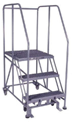 PW Platforms - 3 Step, 60 Inch Overall Height, Grip Strut Tread, Rolling Safety Ladder - 600 Lb. Load Capacity, 30 Inch Platform Height, 26 Inch Base Width x 44 Inch Base Depth - Apex Tool & Supply