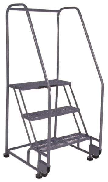 PW Platforms - 3 Step, 60 Inch Overall Height, Grip Strut Tread, Tilt and Roll Safety Ladder - 350 Lb. Load Capacity, 30 Inch Platform Height, 28 Inch Base Width x 30 Inch Base Depth - Apex Tool & Supply