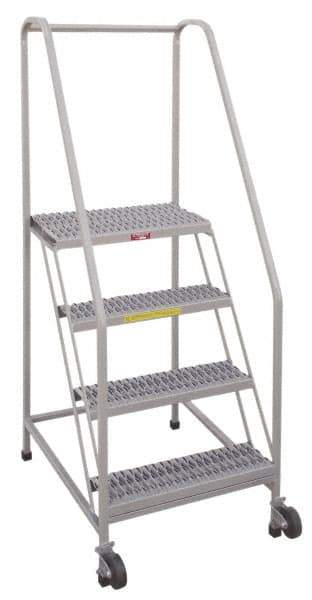 PW Platforms - 5 Step, 80 Inch Overall Height, Grip Strut Tread, Tilt and Roll Safety Ladder - 350 Lb. Load Capacity, 50 Inch Platform Height, 28 Inch Base Width x 43 Inch Base Depth - Apex Tool & Supply