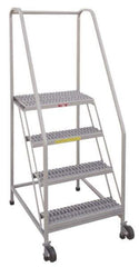PW Platforms - 5 Step, 80 Inch Overall Height, Grip Strut Tread, Tilt and Roll Safety Ladder - 350 Lb. Load Capacity, 50 Inch Platform Height, 28 Inch Base Width x 43 Inch Base Depth - Apex Tool & Supply