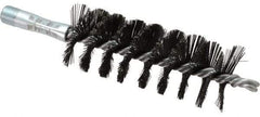 Schaefer Brush - 4-1/2" Brush Length, 1-3/4" Diam, Double Stem, Single Spiral Flue Brush - 7-1/2" Long, Tempered Steel Wire, 1/4" NPSM Male Connection - Apex Tool & Supply