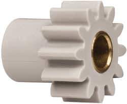 Made in USA - 24 Pitch, 1/2" Pitch Diam, 0.583" OD, 12 Tooth Spur Gear - 1/4" Face Width, 3/16" Bore Diam, 3/8" Hub Diam, 20° Pressure Angle, Acetal - Apex Tool & Supply