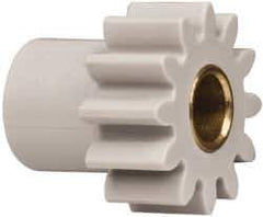 Made in USA - 24 Pitch, 1/2" Pitch Diam, 0.583" OD, 12 Tooth Spur Gear - 1/4" Face Width, 3/16" Bore Diam, 3/8" Hub Diam, 20° Pressure Angle, Acetal - Apex Tool & Supply