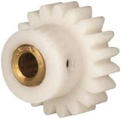 Made in USA - 24 Pitch, 0.791" Pitch Diam, 7/8" OD, 19 Tooth Spur Gear - 1/4" Face Width, 3/16" Bore Diam, 35/64" Hub Diam, 20° Pressure Angle, Acetal - Apex Tool & Supply