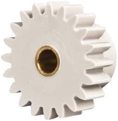 Made in USA - 24 Pitch, 0.833" Pitch Diam, 0.917" OD, 20 Tooth Spur Gear - 1/4" Face Width, 3/16" Bore Diam, 35/64" Hub Diam, 20° Pressure Angle, Acetal - Apex Tool & Supply