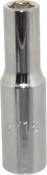 Proto - 7/16", 1/2" Drive, Deep Hand Socket - 6 Points, 3-1/4" OAL, Chrome Finish - Apex Tool & Supply