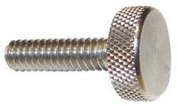 Morton Machine Works - M5x0.80 Knurled Shoulderless Grade 303 Stainless Steel Thumb Screw - 21mm OAL, 11.5mm Head Diam x 5mm Head Height - Apex Tool & Supply