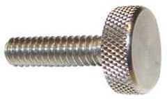 Morton Machine Works - M5x0.80 Knurled Shoulderless Grade 303 Stainless Steel Thumb Screw - 13mm OAL, 11.5mm Head Diam x 5mm Head Height - Apex Tool & Supply