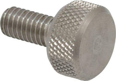 Morton Machine Works - M4x0.70 Knurled Shoulderless Grade 303 Stainless Steel Thumb Screw - 14mm OAL, 9.5mm Head Diam x 5mm Head Height - Apex Tool & Supply