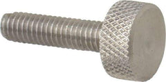 Morton Machine Works - M4x0.70 Knurled Shoulderless Grade 303 Stainless Steel Thumb Screw - 21mm OAL, 9.5mm Head Diam x 5mm Head Height - Apex Tool & Supply