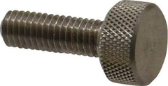 Morton Machine Works - M6x1.00 Knurled Shoulderless Grade 303 Stainless Steel Thumb Screw - 25mm OAL, 13mm Head Diam x 6mm Head Height - Apex Tool & Supply