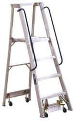 Louisville - 72" 6 Step Ladder - Rolling Platform Ladder, 300 Lb Capacity, 6" Platform Height, 27-1/4" Base Width x 54-3/4" Base Depth - Apex Tool & Supply