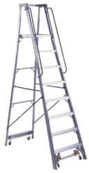 Louisville - 120" 10 Step Ladder - Rolling Platform Ladder, 300 Lb Capacity, 10" Platform Height, 33-1/4" Base Width x 76-3/4" Base Depth - Apex Tool & Supply