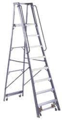 Louisville - 96" 8 Step Ladder - Rolling Platform Ladder, 300 Lb Capacity, 8" Platform Height, 30-1/4" Base Width x 65-3/4" Base Depth - Apex Tool & Supply