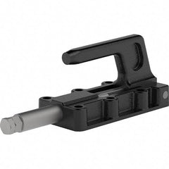 De-Sta-Co - 3,960 Lb Load Capacity, Flanged Base, Carbon Steel, Standard Straight Line Action Clamp - 6 Mounting Holes, 0.41" Mounting Hole Diam, 0.87" Plunger Diam, Straight Handle - Apex Tool & Supply