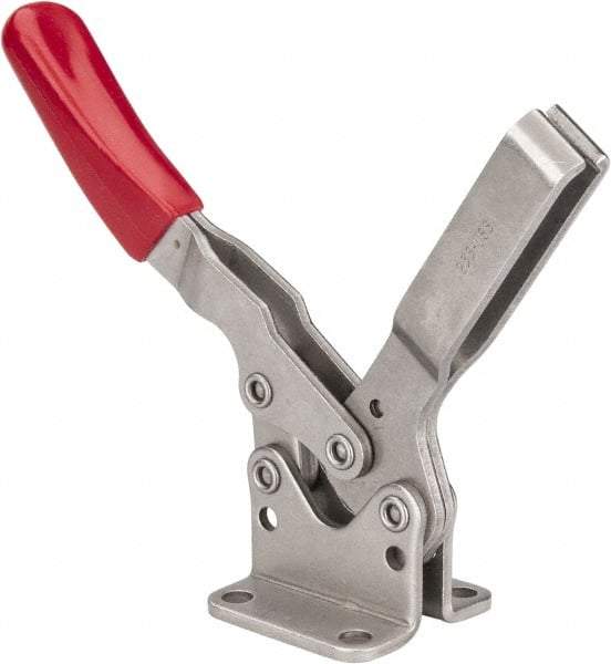 De-Sta-Co - 850 Lb Holding Capacity, Horizontal Handle, Manual Hold Down Toggle Clamp - 70° Handle Movement, 92° Bar Opening, U-Bar, Flanged Base, Electro-Plated Zinc, Stainless Steel - Apex Tool & Supply