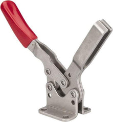De-Sta-Co - 850 Lb Holding Capacity, Horizontal Handle, Manual Hold Down Toggle Clamp - 70° Handle Movement, 92° Bar Opening, U-Bar, Flanged Base, Electro-Plated Zinc, Stainless Steel - Apex Tool & Supply