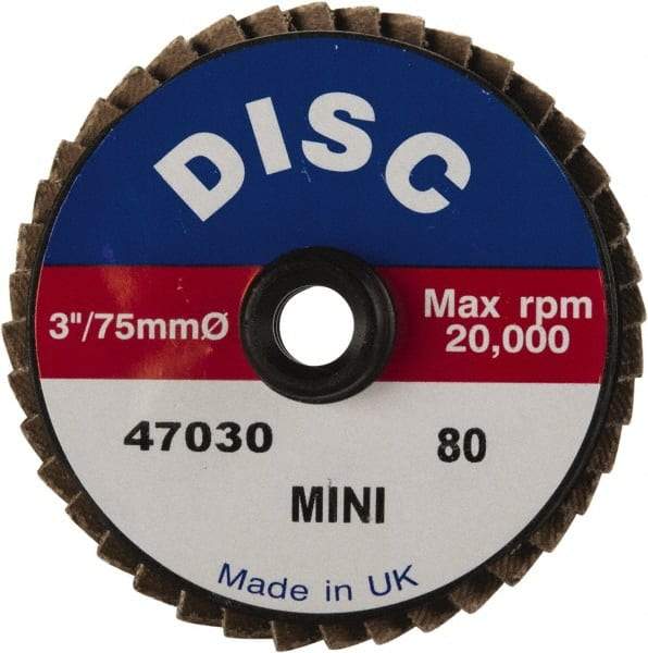 Garryson - 40 Grit, 3" Disc Diam, Type 27 Zirconia Alumina Flap Disc - 20,000 Max RPM, Nylon Backing, Quick Change Type S Attaching System, Coated - Apex Tool & Supply