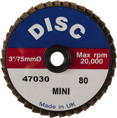 Garryson - 40 Grit, 3" Disc Diam, Type 27 Zirconia Alumina Flap Disc - 20,000 Max RPM, Nylon Backing, Quick Change Type S Attaching System, Coated - Apex Tool & Supply