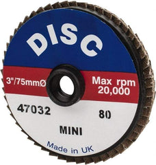 Garryson - 80 Grit, 3" Disc Diam, Type 27 Zirconia Alumina Flap Disc - 20,000 Max RPM, Nylon Backing, Quick Change Type S Attaching System, Coated - Apex Tool & Supply