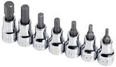 SK - 7 Piece 3/8" Drive Inch Hex Bit Socket Set - 1/8 to 3/8" Hex - Apex Tool & Supply