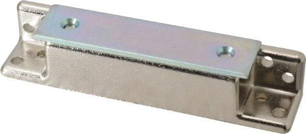 Sugatsune - 4-9/64" Long x 3/4" Wide x 27/32" High, Zinc Alloy Heavy Duty Magnetic Catch - Nickel Coated, 33 Magnetic Force, 2-61/64" Long Strike, 3/4" Wide Strike - Apex Tool & Supply