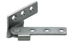 Sugatsune - 2-9/16" Long x 53/64" Wide x 1/8" Thick, Polished Stainless Steel, Right Hand Overlay Pivot Hinge - 19/64" Pin Diam - Apex Tool & Supply