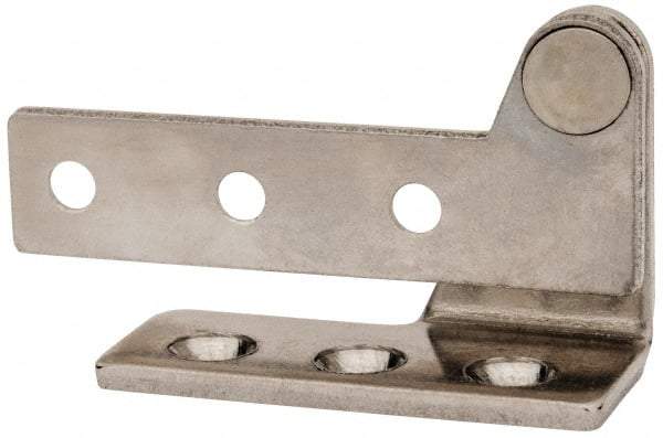 Sugatsune - 2-9/16" Long x 1-1/8" Wide x 1/8" Thick, Satin Finish Stainless Steel, Left Hand Overlay Pivot Hinge - 5/16" Pin Diam - Apex Tool & Supply