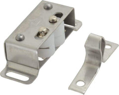Sugatsune - 1-55/64" Long x 39/64" Wide x 19/32" High, Plastic & Stainless Steel Roller catch - Plain & White Finish, 1-19/64" Long Strike, 9/32" Wide Strike - Apex Tool & Supply