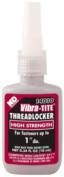 Vibra-Tite - 10 mL Bottle, Red, High Strength Liquid Threadlocker - Series 140, 24 hr Full Cure Time, Hand Tool, Heat Removal - Apex Tool & Supply